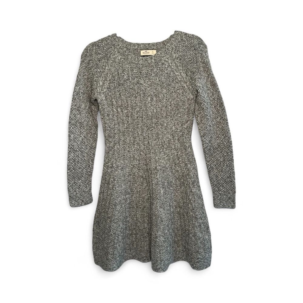 Hollister Gray Knit A-Line Skater Cable Knit Sweater Dress - size Small